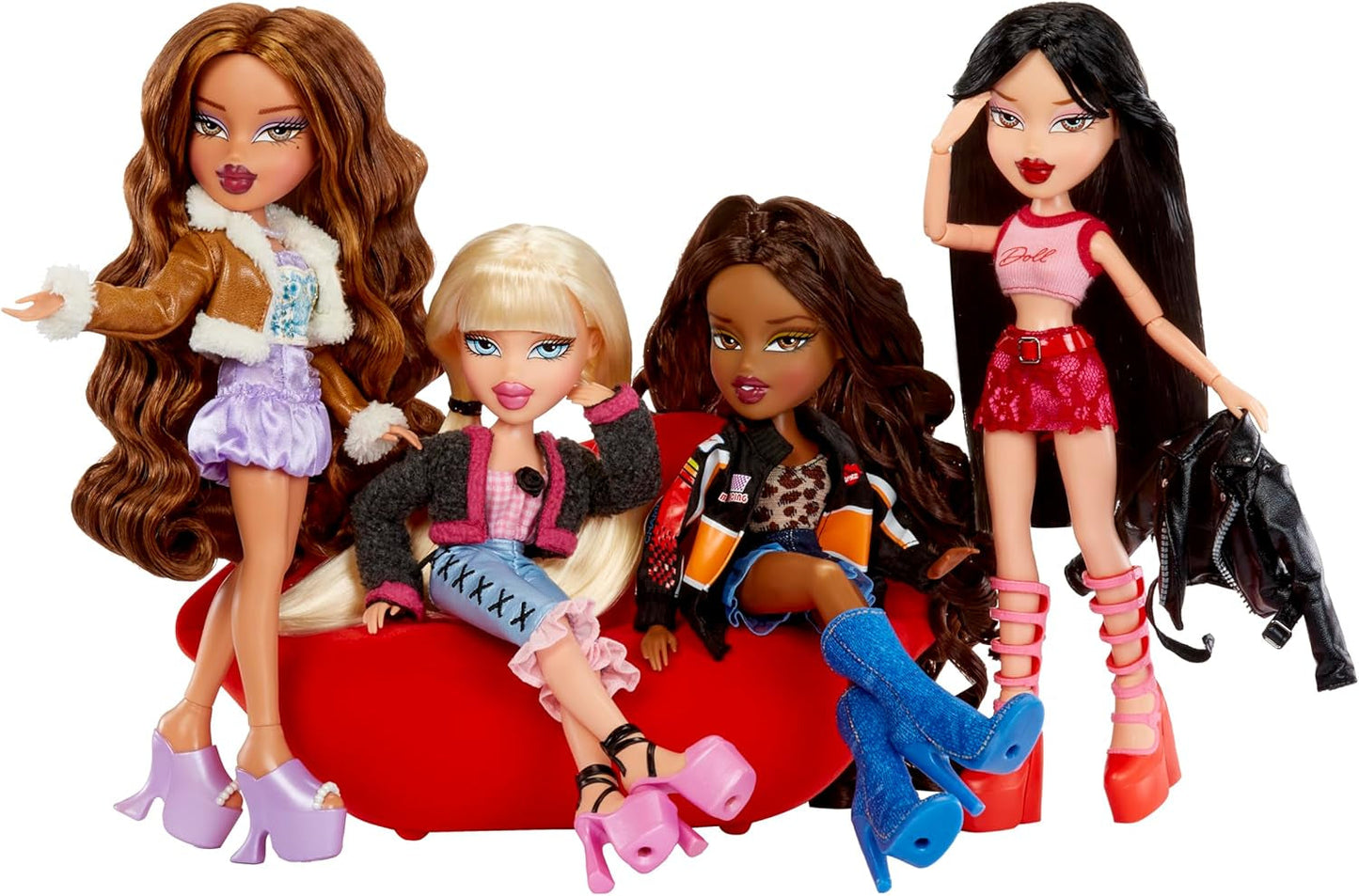 Bratz jde ven! - Jade - 1 sběratelská panenka s doplňky, oblečením, taškou, slunečními brýlemi a štětcem - Hračka pro děti - Věk 6+, červená