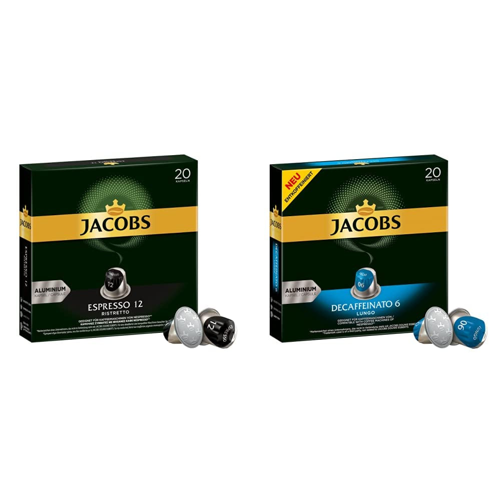 Kaffeekapseln Espresso Ristretto, Intensität 12 von 12, 10 x 20 Getränke & Kaffeekapseln Lungo Decaffeinato-Intensität 6-200 Nespresso kompatibilní Kapseln, 10er Pack, 10 x 20 Getränke