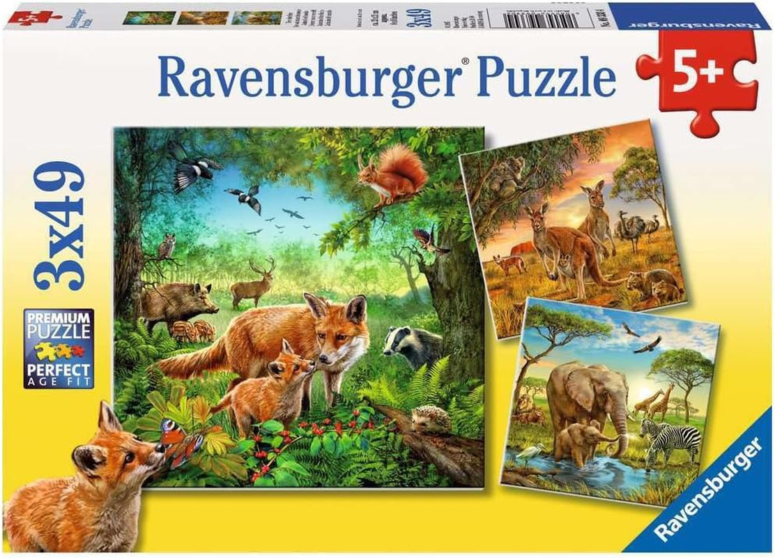 Ravensburger Puzzle pro děti - 09330 Animals of the Earth - Puzzle pro děti od 5 let, s 3X49 dílky Puzzle Naty Shop Fotografic