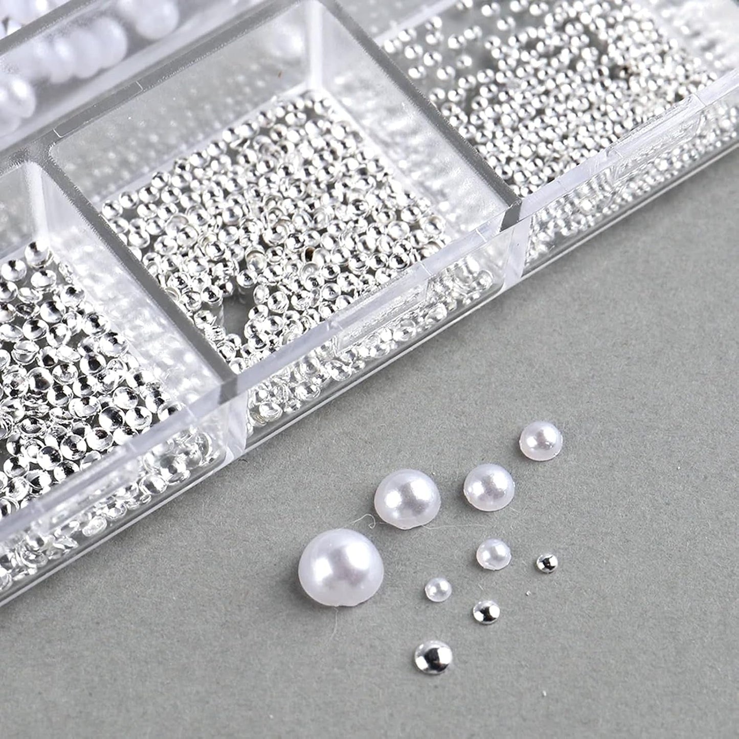 GZSY Nail Art Strasssteine ​​​​Nagel Perlen Weiß 12 Raster Nagel Charms Nageldesign Zubehör Perle Nail Art
