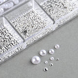 GZSY Nail Art Strasssteine ​​​​Nagel Perlen Weiß 12 Raster Nagel Charms Nageldesign Zubehör Perle Nail Art