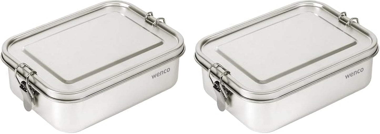 Nerezový obědový box Wenco 2 přihrádky Velkokapacitní box na oběd 850 ml Vodotěsný Lze mýt v myčce Včetně náhradního silikonového kroužku 18,5 x 14 x 5,5 cm Stříbrný (2 balení) Naty Shop boxy na uskladnění potravin 850 ml (2 balení)