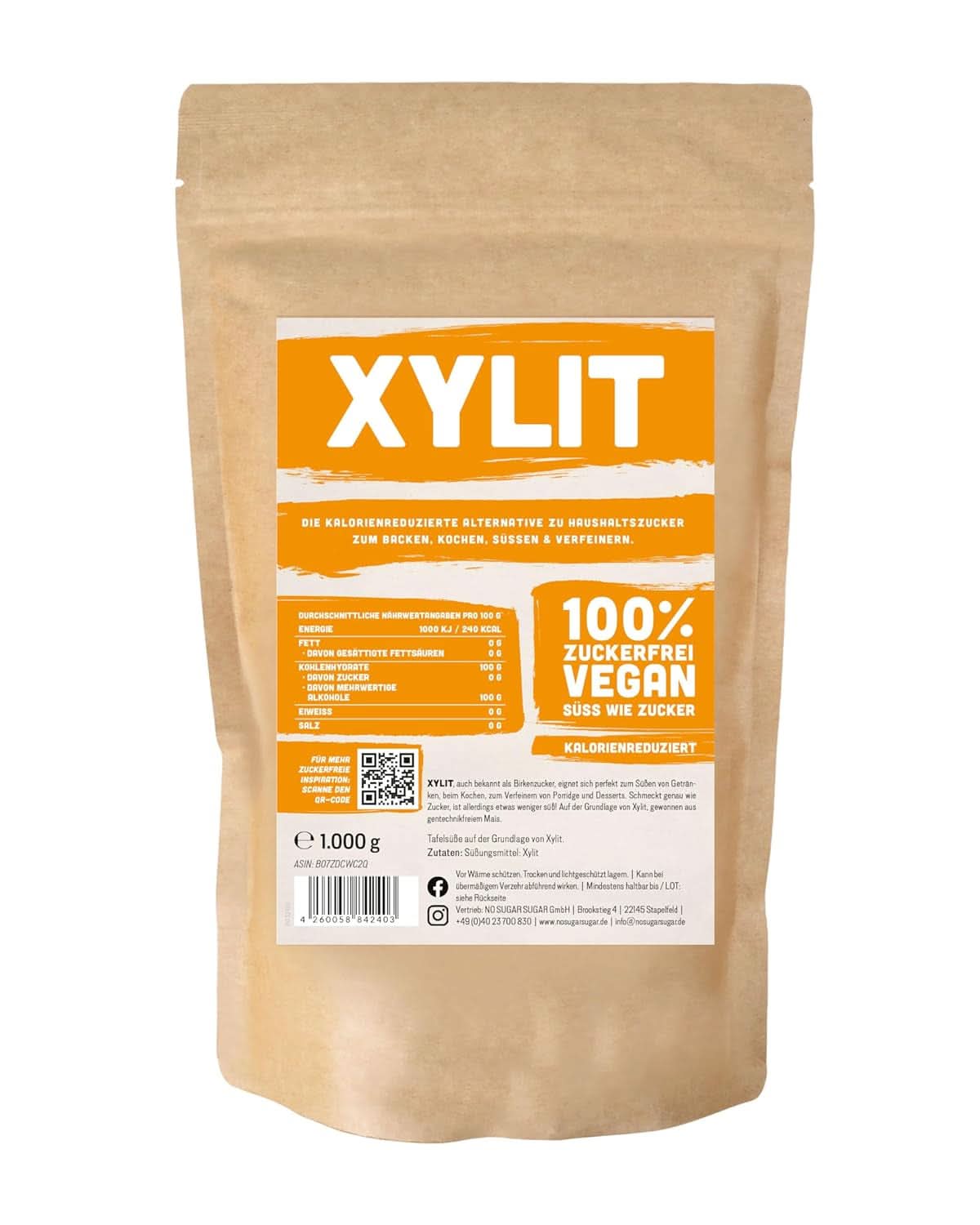 Prémiový xylitol se sladící silou 1:1 v porovnání s cukrem, 1kg sladidel Naty Shop