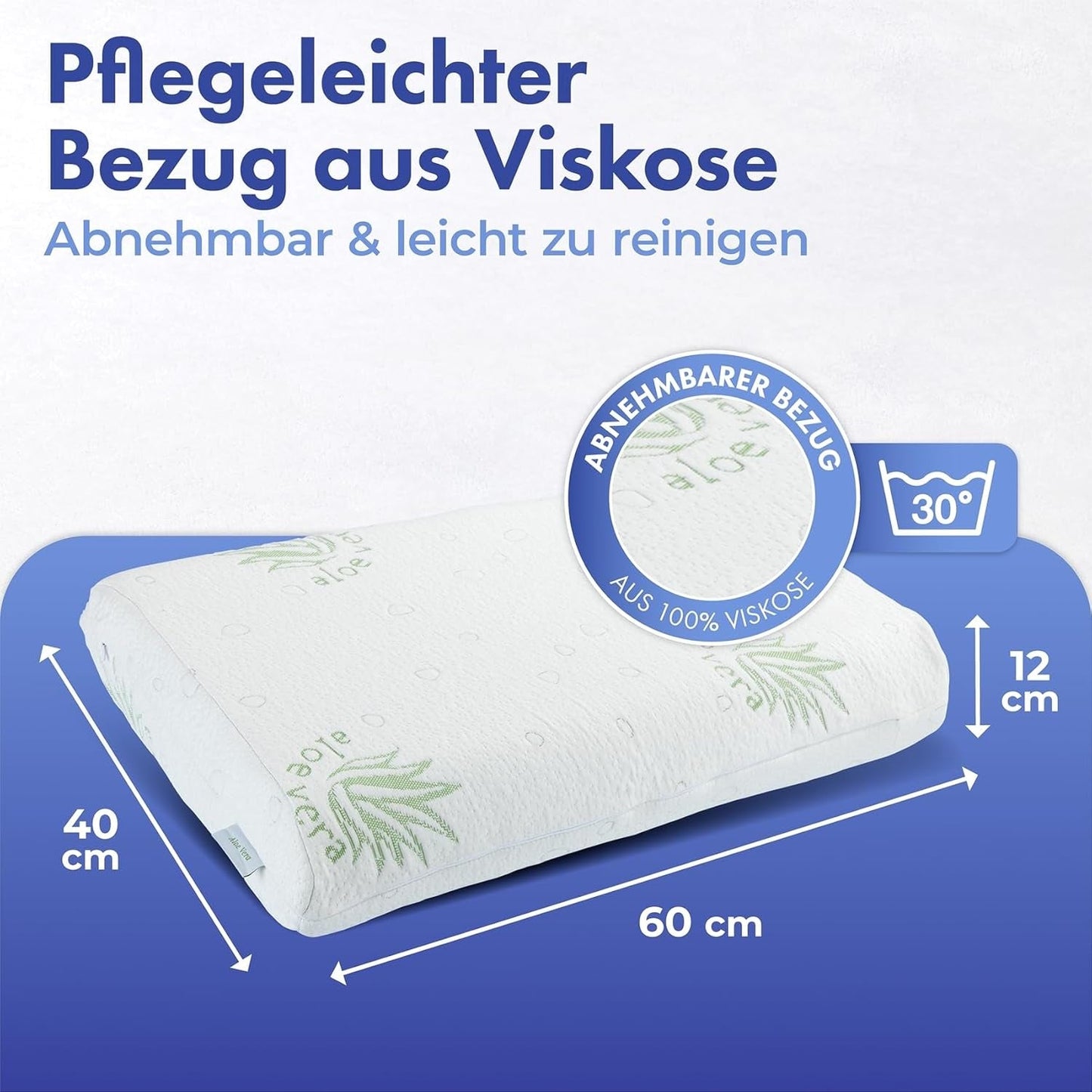 Maximex visco opěrný polštář na krk, Prodyšný opěrný polštář s ergonomickou pěnovou výplní, Výškově a výškově nastavitelný opěrný polštář na krk pro klidný spánek, Se standardními polštáři aloe vera Naty Shop