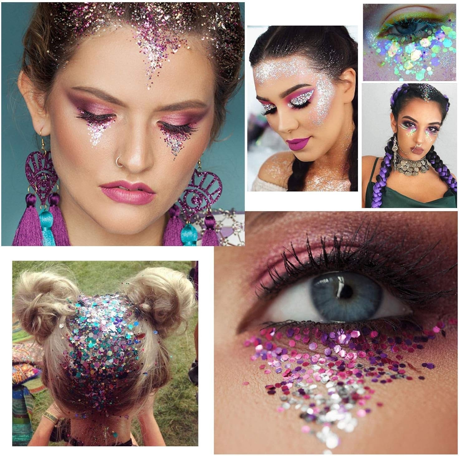 HOWAF 12 krabiček Třpytky na nehty Tvář Tělový štětec Třpytivý make-up Třpytky na nehty Oční Rty Vlasy Dekorace těla Halloween Vánoční Festival Maškarní Makeup Příslušenství