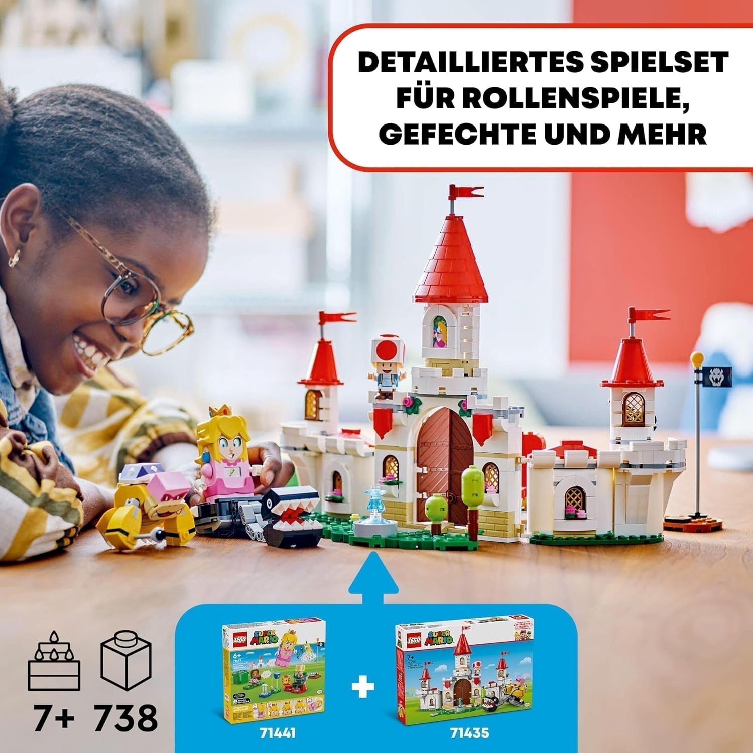 LEGO Super Mario Roy's Battle at the Mushroom Palace Dobrodružná sada s postavami Nintendo Dárek pro dívky, chlapce a hráče 7 let staré 71435 Stavebnice Besuche den LEGO-Store