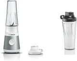 Bosch Mini-stojanový mixér Vitapower Serie 2 MMB2111S, vysokorychlostní mixér, Bis Zu 40 000 ot./min., Tritan Togo-Flasche 0,6 L, Trinkdeckel, Bruchsicher, Spülmasch.Geeignete Teile, 450W, Silber/Silber-Shop-Schwarz Kuchyně F