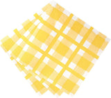 Mluvící stolky 20 x Yellow Gingham jednorázové recyklované papírové ubrousky pro venkovní letní pikniky a večeře, ekologické pro narozeninové oslavy, Velikonoce, svatby, grilování, 3 vrstvy 33 cm