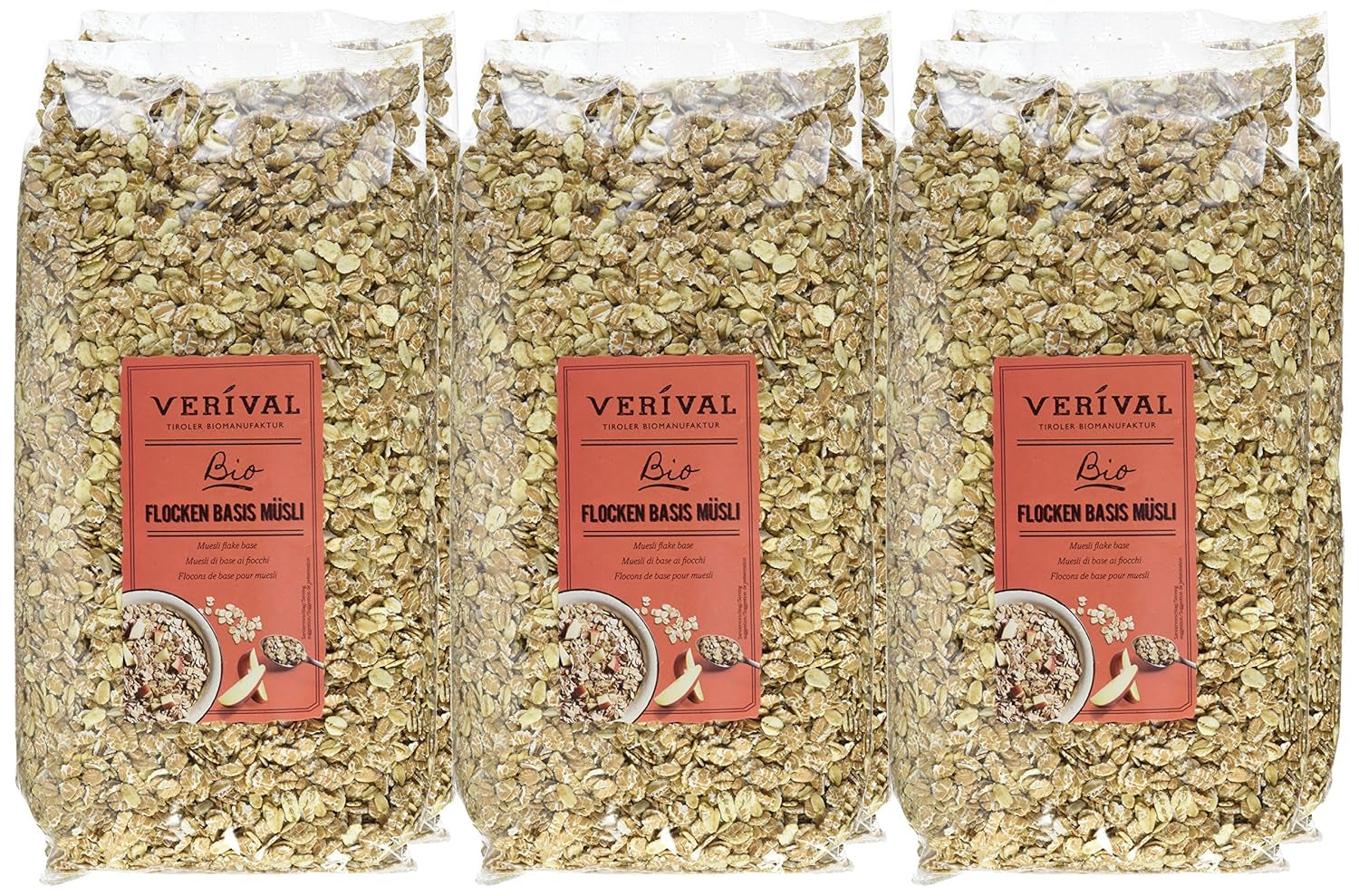 Verival Flocken Basis Müsli - Bio, balení 6 Err (6 X 1 Kg) Cereálie Naty Shop
