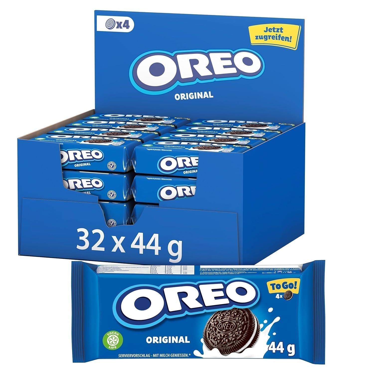 OREO Original - Křupavé sušenky s kakaem a lahodnou krémovou náplní s příchutí vanilky - 32 x 44g