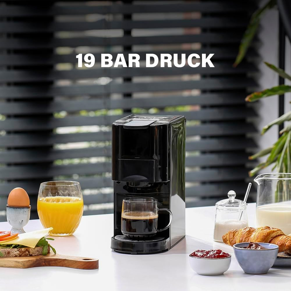 Princess 4v1 multikapsulový espresso kávovar - 1450 wattů, kapsle, kapsle, mletá káva, BPA free, 249450, 01.249450.01.001, černá, stříbrná