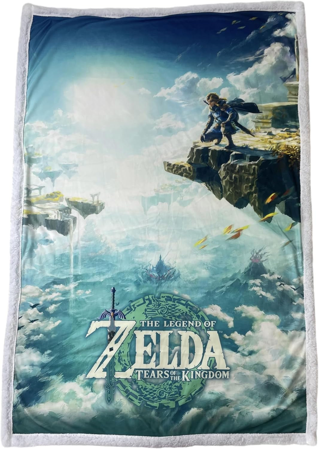 Deka Zelda Sherpa - Sky Totk - 100 X 150 cm - Oficiální licencovaný produkt, zelená, oddělené postele a deky HÃ”MADICT Výchozí název