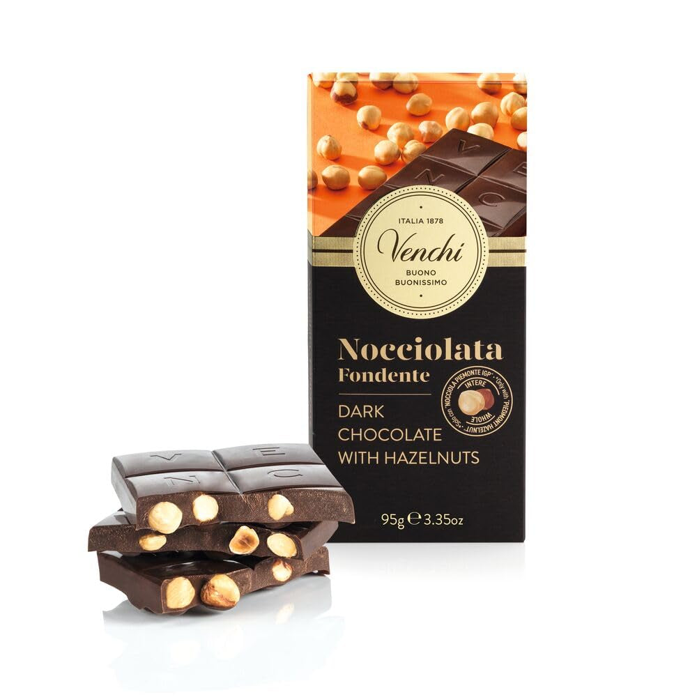 Venchi - Tyčinka z lískových oříšků, solené lískové ořechy, mandle a pistácie, 95 g, s "Piemontskými lískovými oříšky", bez lepku, bez umělých barviv a bez konzervantů