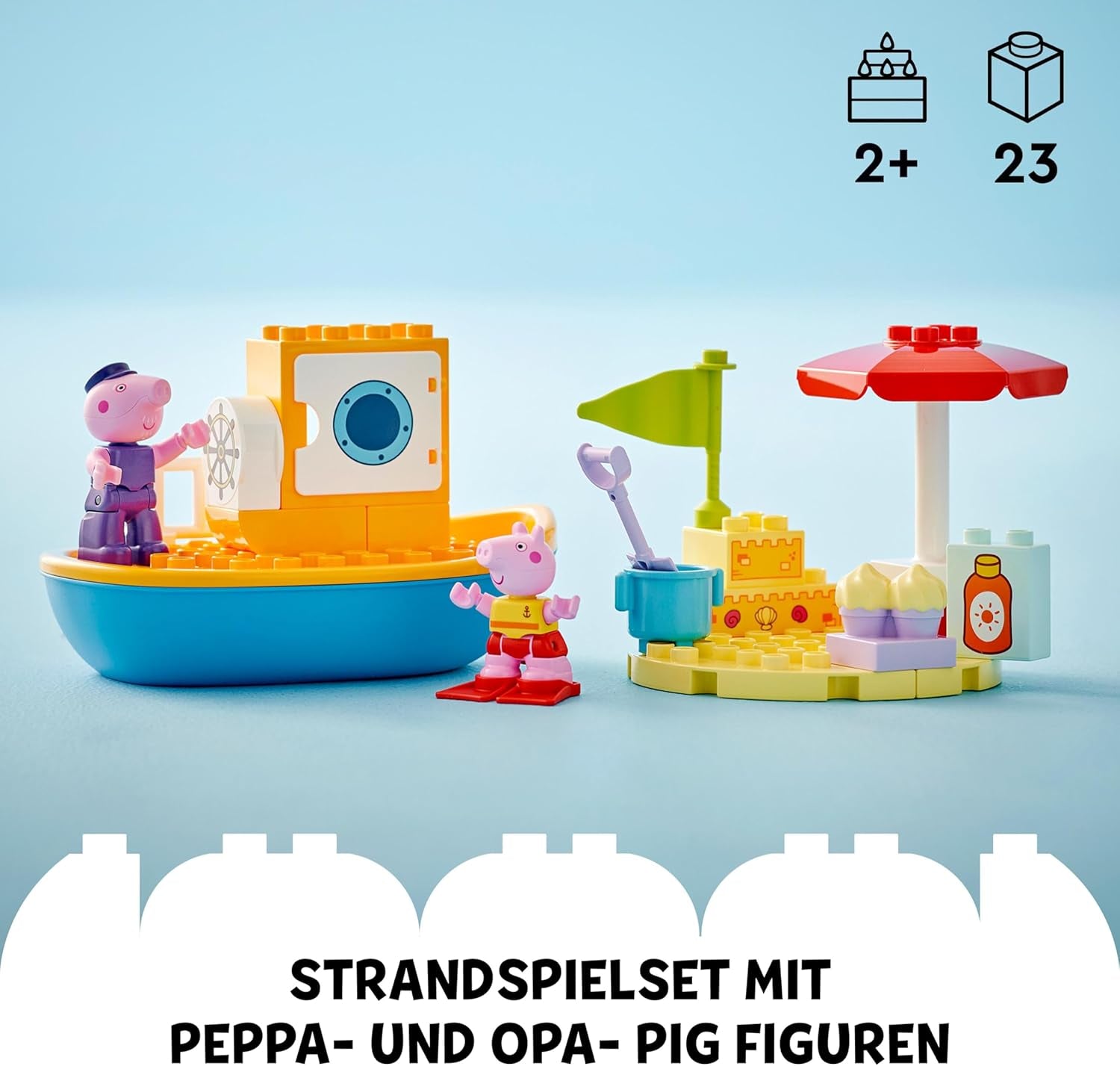 LEGO DUPLO Výlet lodí Peppa: Hrací sada na stavění a přestavování se 2 figurkami, kreativní hračka, tip na dárek pro 2leté děti, chlapce a dívky 10432 Stavebnice Besuche den LEGO-Store