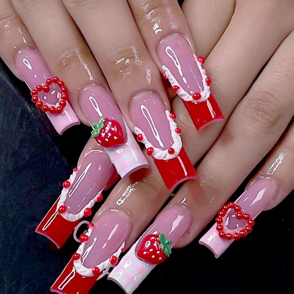 100ks 3D kouzla na nehty Rosa Rot Kirsche Erdbeere Blume Přívěsky na nehty Kamelie Rose Schmetterling Přívěsky na nehty Flatback Herz Schleife Charms Nägel Zubehör Mond Stern Nagelschmuck Nageldesign Anhänger