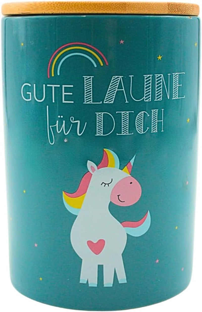 Dekohelden24 Elegantní keramický úložný box/káva/čerstvé potraviny/sušenky Hüftgold. Motiv: jen tak. Rozměry: V/Ø 15,6 x 11 cm. Naty Shop Unicorn boxy na skladování potravin