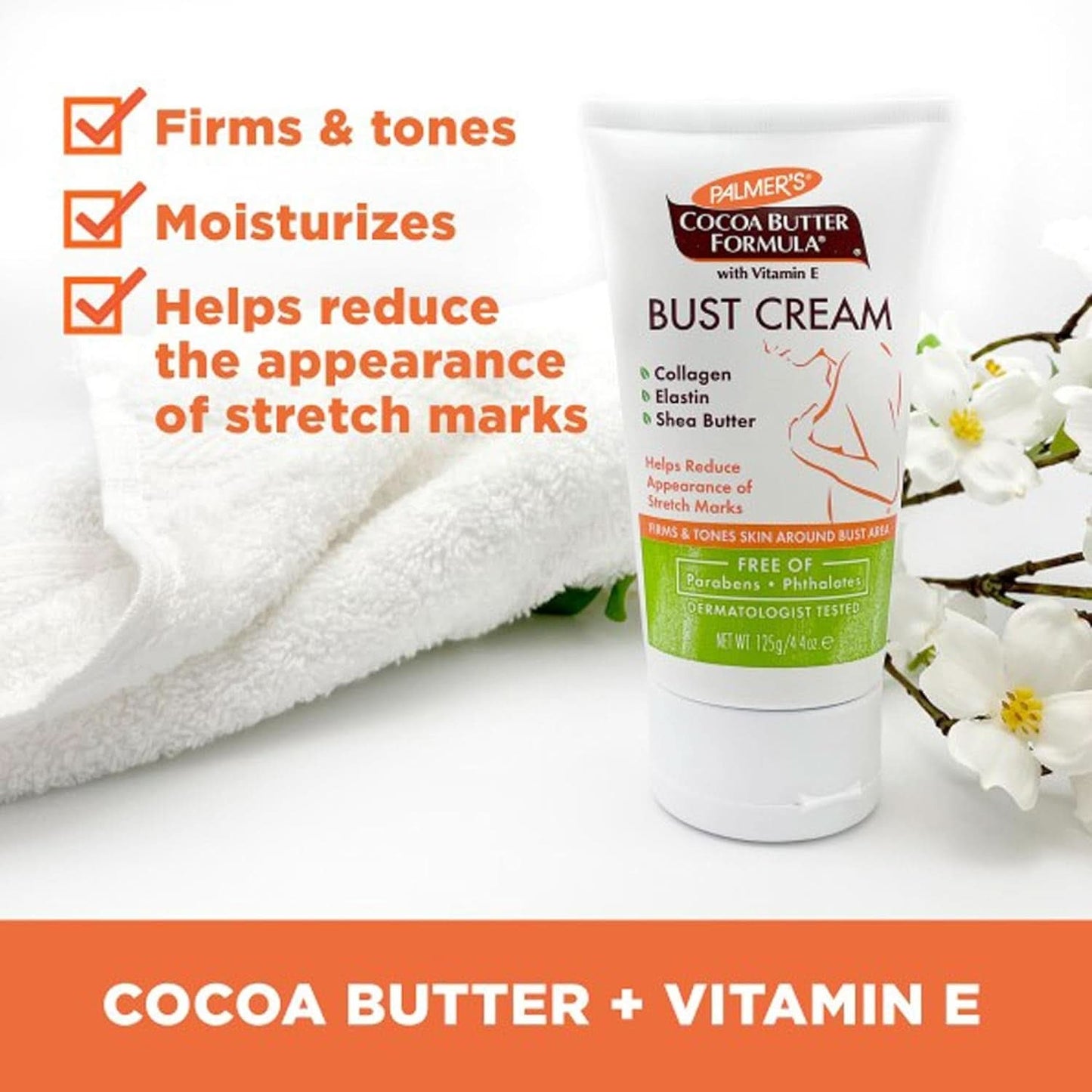 Palmer's Pregnancy Cocoa Butter, krém pro obnovu poprsí po porodu Kosmetika a kosmetika Naty Shop