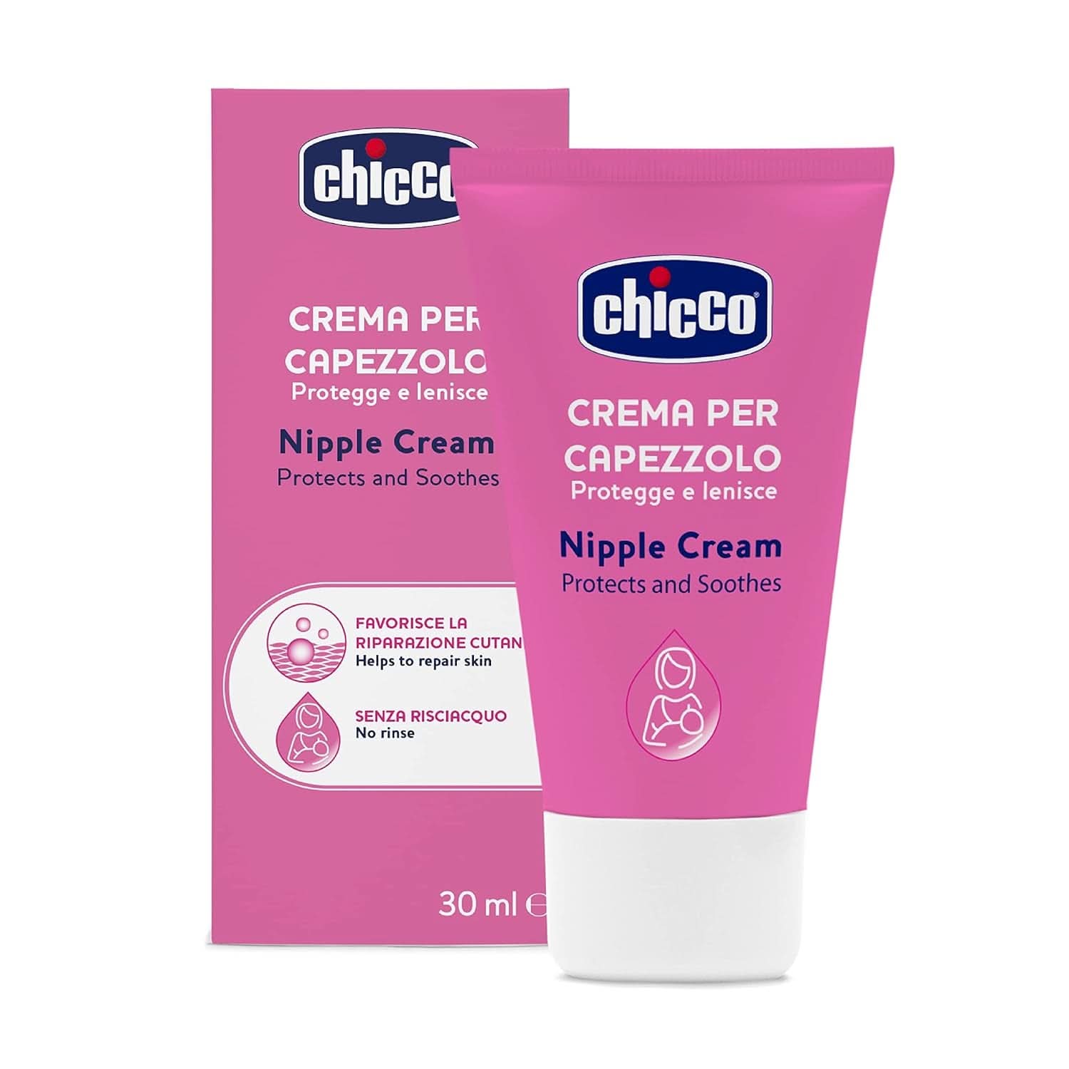 Chicco Brustwarzencreme, Bereitet Die Brustwarze Auf Das Stillen Vor, Nährend, Parfümfrei Und Sicher Für Kinder, Hinterlässt Keine Flecken Auf Dem Gewebe Příslušenství Jídlo a kojení Bebe Naty Shop