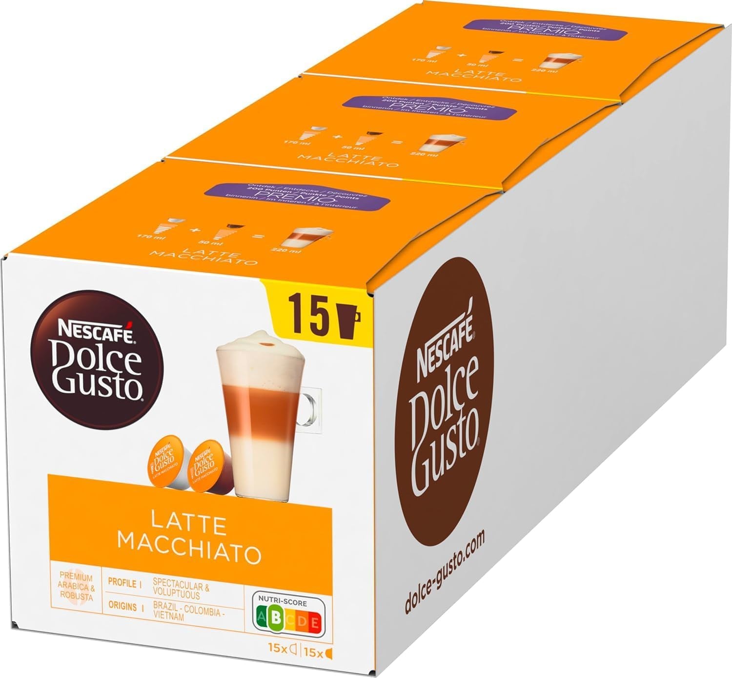 NESCAFÉ DOLCE GUSTO Krups KP3405 Genio S Plus Capsule Machine | Espresso Boost, tlak čerpadla 15 barů | Nádrž na vodu 0,8 l | 1500 Watt | Barva červená s Latte Macchiato