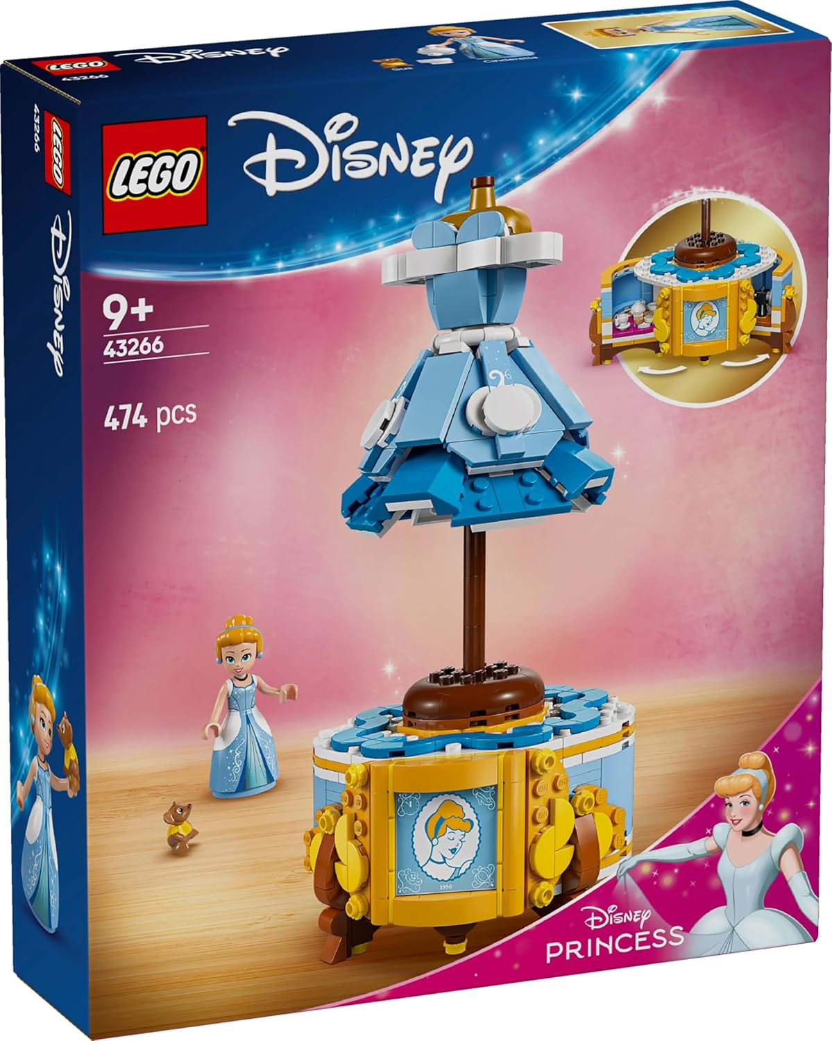 LEGO Ç€ Šaty Disney Princess Popelka, hračka pro kluky a dívky od 9 let - obsahuje ramínko na šaty, mini panenku Popelku a figurku myši - Kreativní sada 43266 Stavebnice Beuche den LEGO-Store