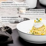 SANGER | Marlo Černobílá sada nádobí, 18dílná sada porcelánového nádobí pro 6, bílá s černými akcenty, Talíře, dezertní talíře a misky, moderní design | PRÉMIOVÁ KOLEKCE