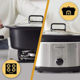 Pomalý hrnec Crockpot,| 3,5 litru (3-4 osoby), nádoba na opékání masa a zeleniny, nerezový pomalý hrnec Naty Shop