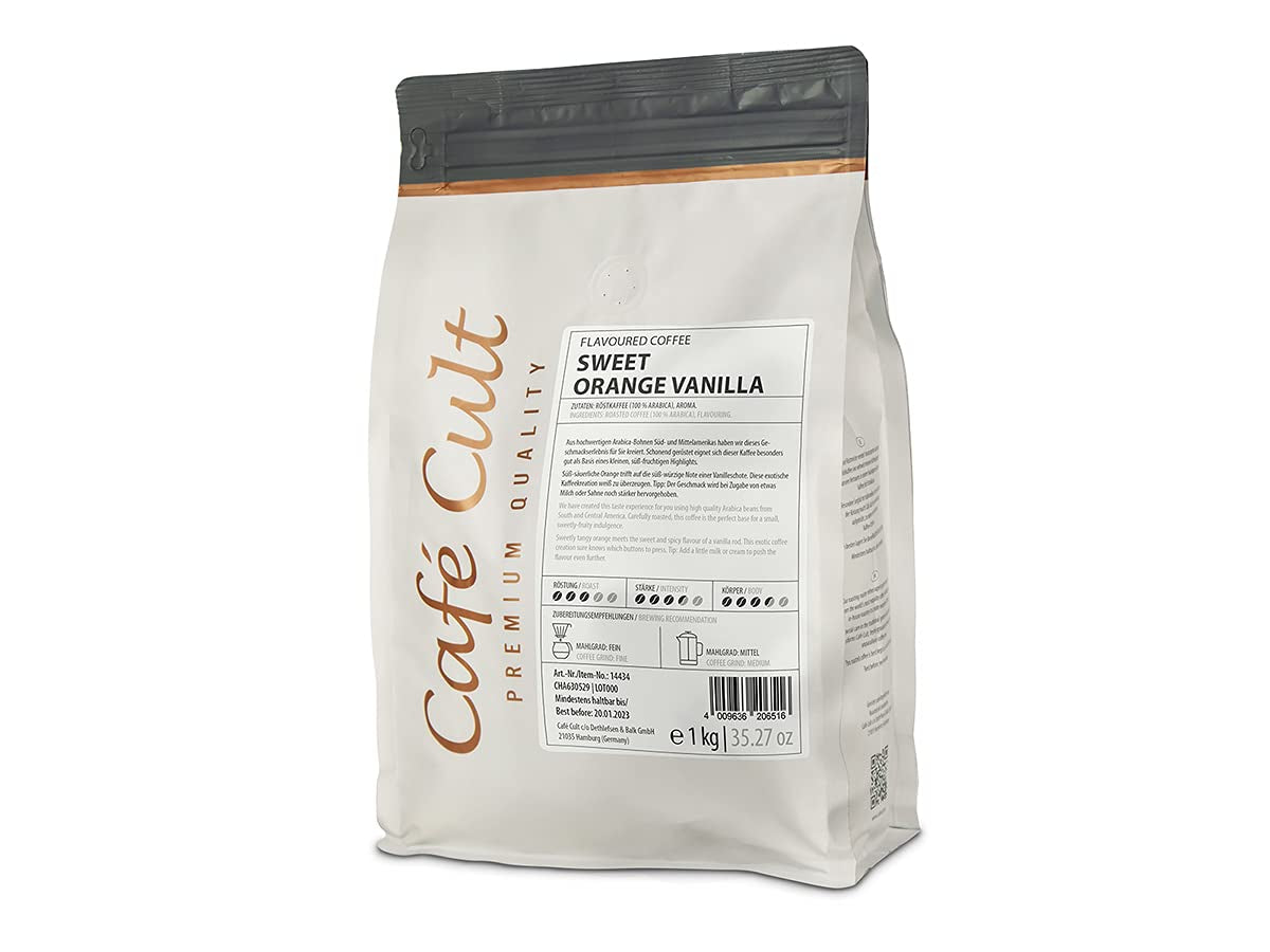 Káva Cafe Cult - Pomerančová sladká vanilka - Příchuť celých bobů - 1 kg
