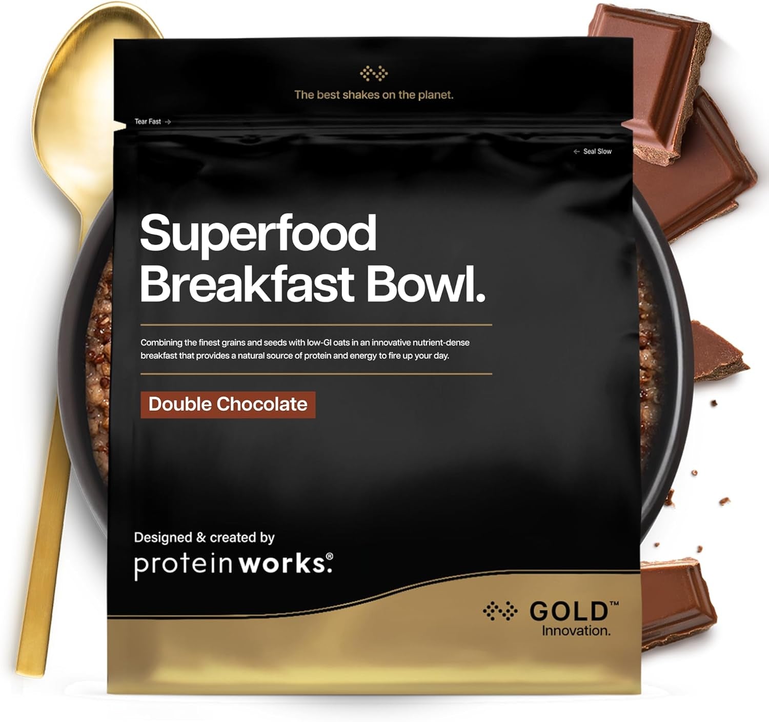Protein funguje | Superfood Breakfast – GOLD Innovation, oceněné cereálie, proteinové müsli, bohaté na živiny s obilovinami, semínky a ovesem, s vysokým obsahem vlákniny, jablka a skořice, 10 porcí, 600 g