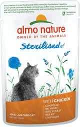 Almo Nature Functional - Sterilizované - Mokré krmivo pro dospělé a starší kočky, sterilizované nebo méně aktivní - s treskou a kuřecím masem - Nízkotučné, zvlhčující - 70 g (balení 6 ks)