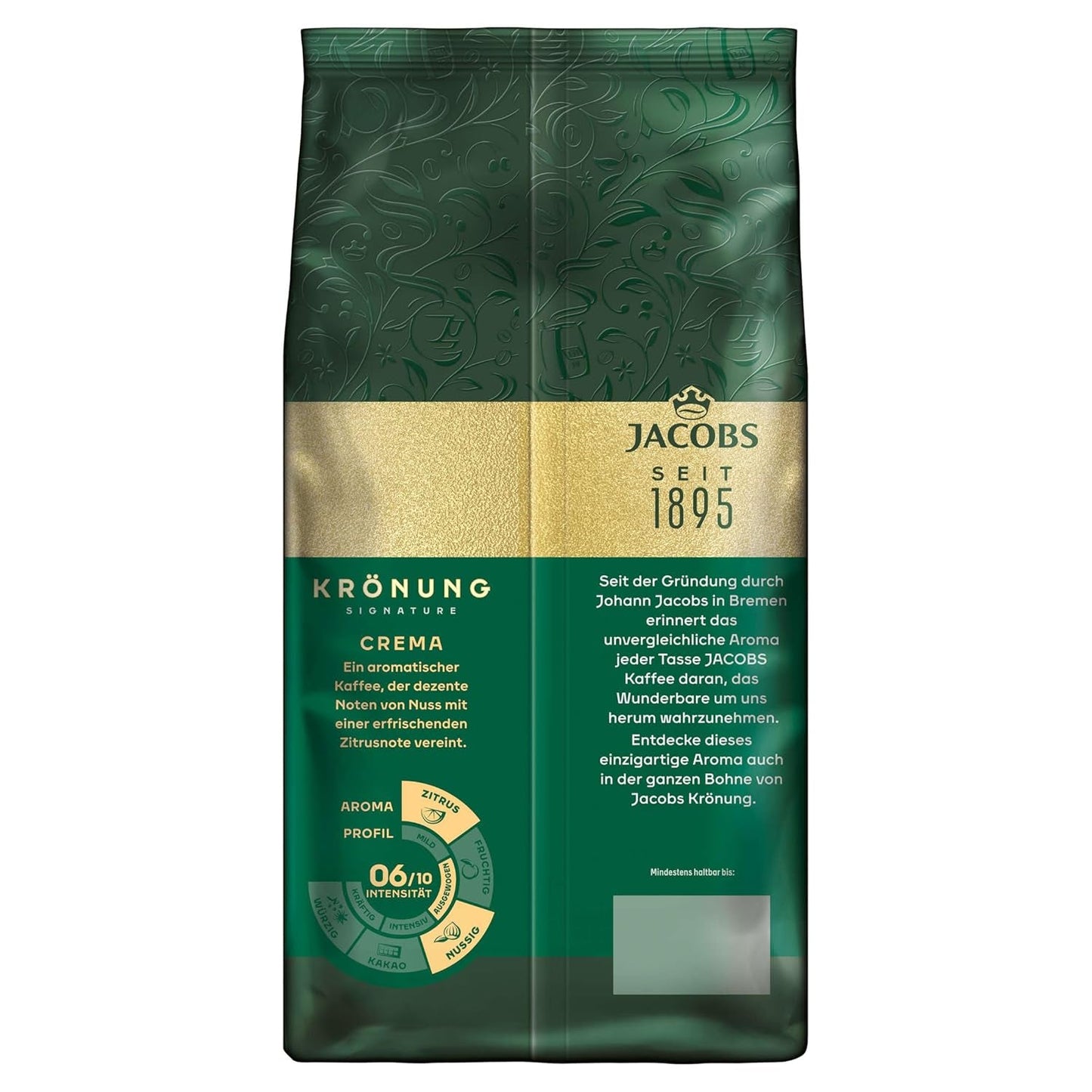 Jacobs Krönung smetana, celozrnná káva, balení 4 ks (4 x 1000 g)