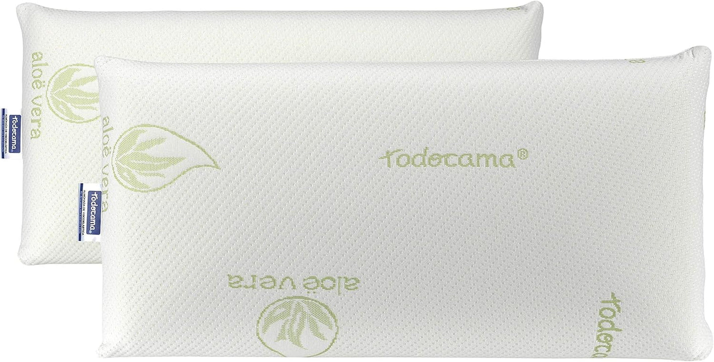 Todocama Todolit viskoelastický polštář aloe vera plus, zelený, 2 kusy, 75 cm Standardní polštáře Naty Shop 75 cm