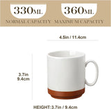 Sada hrnků na kávu MALACASA, sada hrnků z kameniny 350ml pro 4 osoby, moderní hrnky na kávu na čaj, džus, latte, cappuccino, horkou čokoládu. Vhodné do myčky a mikrovlnné trouby, série TARA, khaki bílá