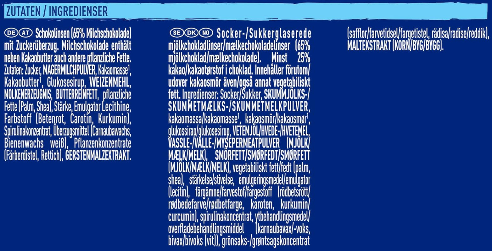 Nestlé SMARTIES Multipack, malá rolka, čokoládová čočka, ideální k narozeninám dětí, přírodní barvy, šestihranná rolka, balení 12 ks (12x (4 x 34g))