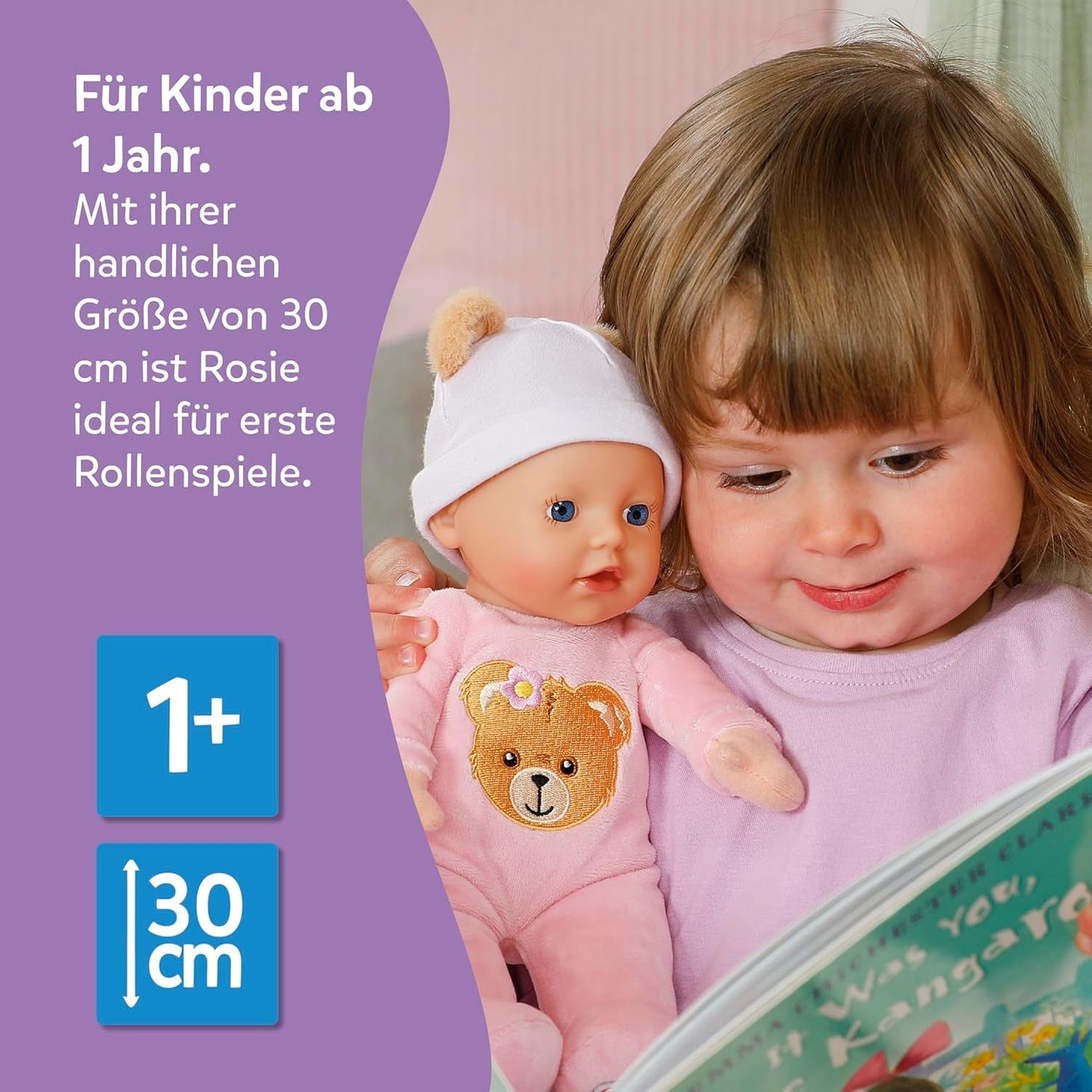 Baby Born Rosie měkká panenka 30 cm se 6 zvuky a lahvičkou, růžová