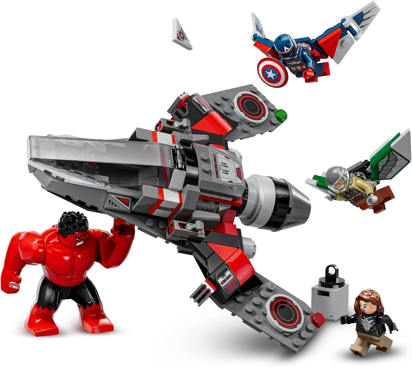 LEGO Marvel Showdown mezi Captain America a Red Hulk Dětská dárková sada sestavitelná trysková sada Hračka superhrdina pro chlapce a dívky 8 let stará dobrodružná stavebnice 76292 Stavebnice Besuche den LEGO-Store