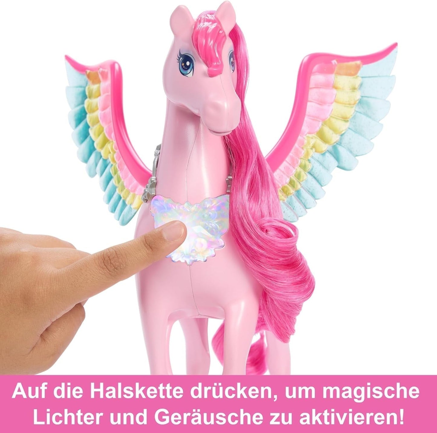 Barbie A Hidden Magic Pegasus - interaktivní hračka se světly a zvuky, 10 doplňků, duhová křídla, pro děti od 3 let, HLC41 Naty Shop Dolls