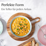 MIAMIO - Jídelní talíře, sada 6 ks (850 ml) / velké a hluboké těstovinové talíře, sada talířů pro 6 ks, keramická miska na salát / vhodné do myčky a mikrovlnné trouby - kolekce Las Palmitas