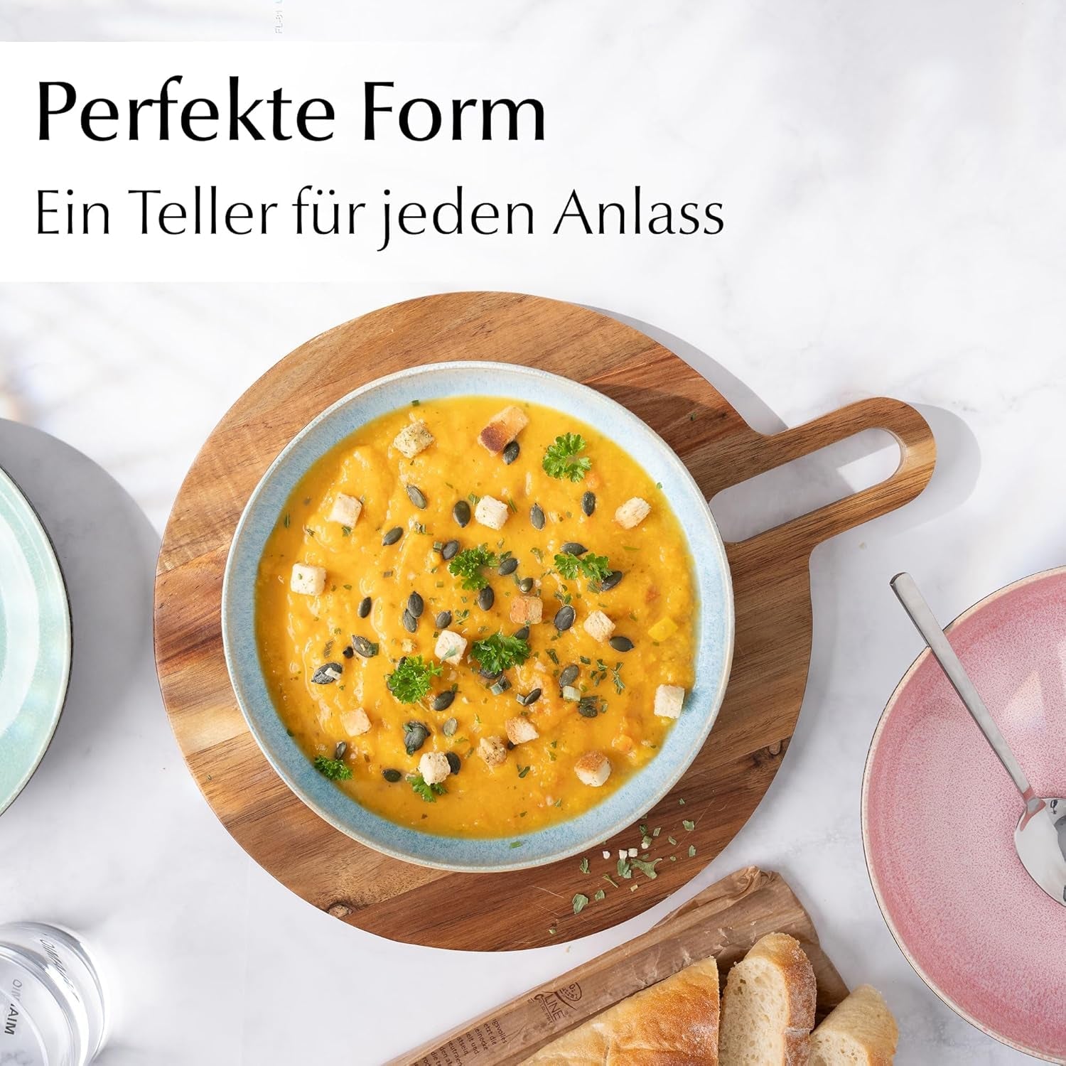 MIAMIO - Jídelní talíře, sada 6 ks (850 ml) / velké a hluboké těstovinové talíře, sada talířů pro 6 ks, keramická miska na salát / vhodné do myčky a mikrovlnné trouby - kolekce Las Palmitas