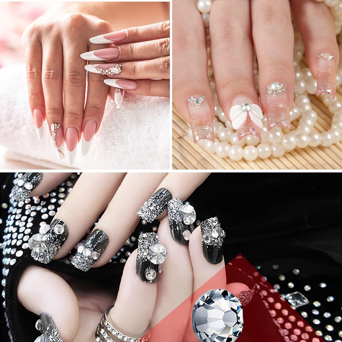 4600 Stück Strasssteine ​​​​Für Nägel, Nagel Glitzersteine ​​​​3 Verschiedene Stil Flache Nail Gems Nägel Steine ​​​​Klein Nagel Steinchen Mit Pinzette Und Strass Picker Dotting Pen Für Nägel/Kleidung/Handwerk