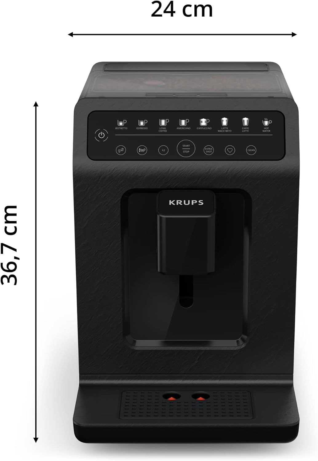 Krups EA897B Evidence ECOdesign automatický kávovar na espresso, funkce automatického espressa a cappuccina, technologie Quattro Force, šálky na mléko jedním dotykem, 8 předvoleb, mléčný systém, 1450 W