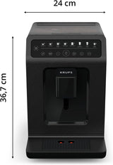 Krups EA897B Evidence ECOdesign automatický kávovar na espresso, funkce automatického espressa a cappuccina, technologie Quattro Force, šálky na mléko jedním dotykem, 8 předvoleb, mléčný systém, 1450 W