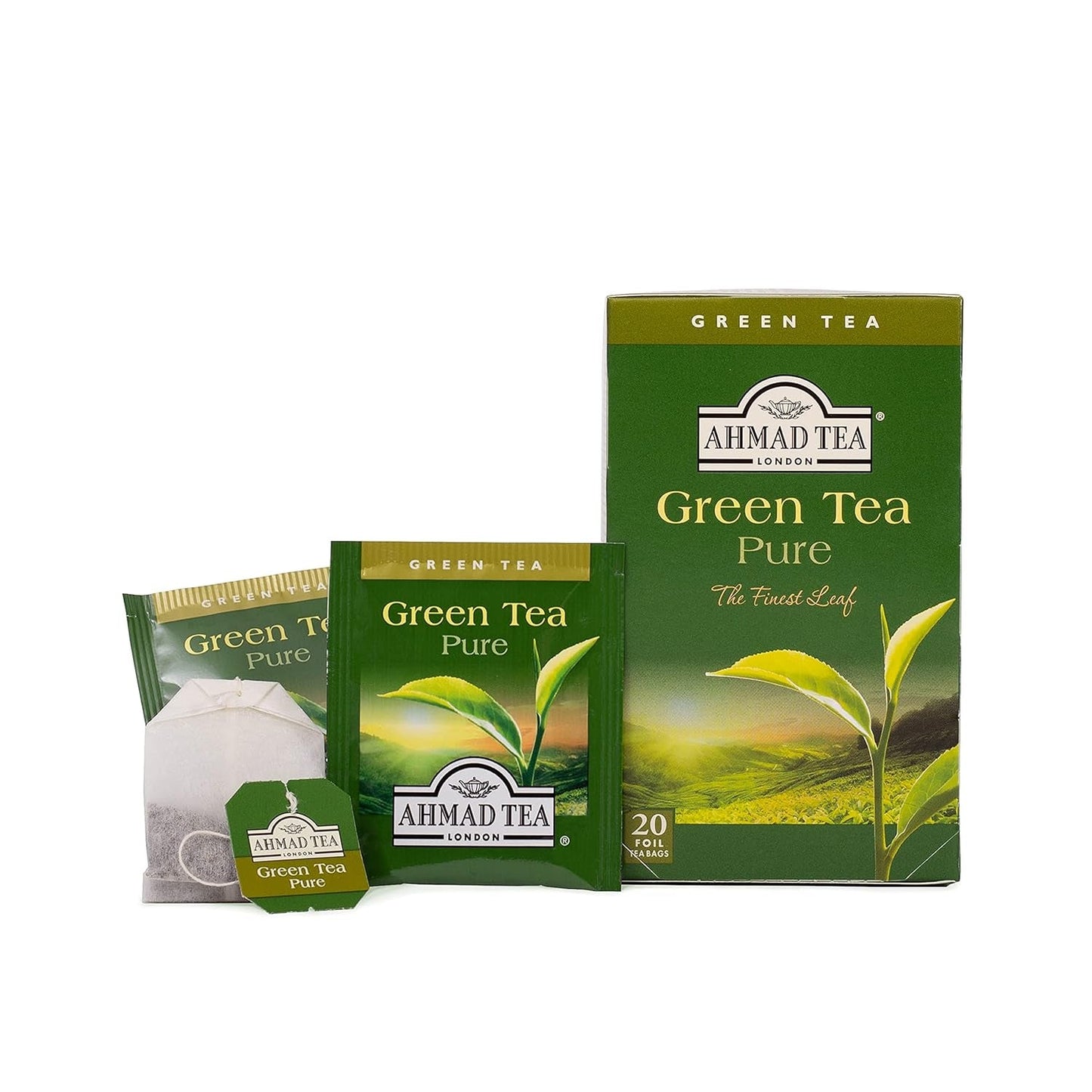 Ahmad Tea - Zelený čaj - Jednotlivě balené čajové sáčky s příchutí se 2 g čaje na porci - 20 páskovaných čajových sáčků (balení po 2)