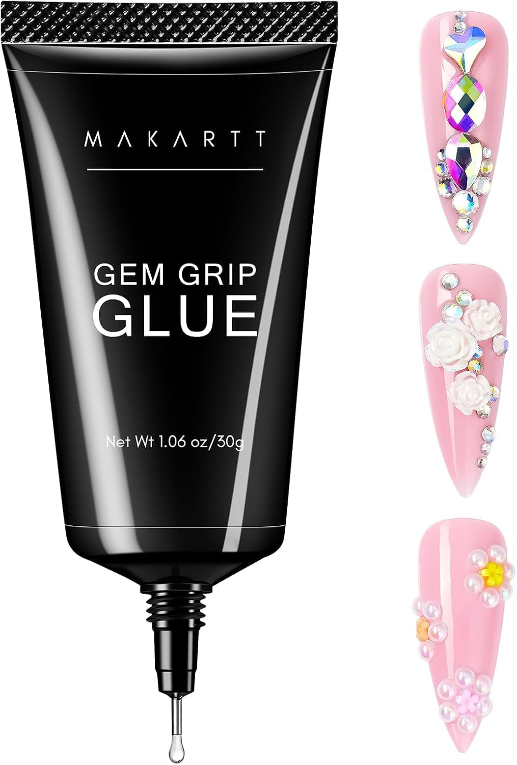Makartt kamínkový adhezivní gel - 15ml sada UV lepidel na nehty s růžovými přívěsky na nehty Heart Circle šperky na nehty a příslušenství pro domácí manikúru dárek k Valentýnu