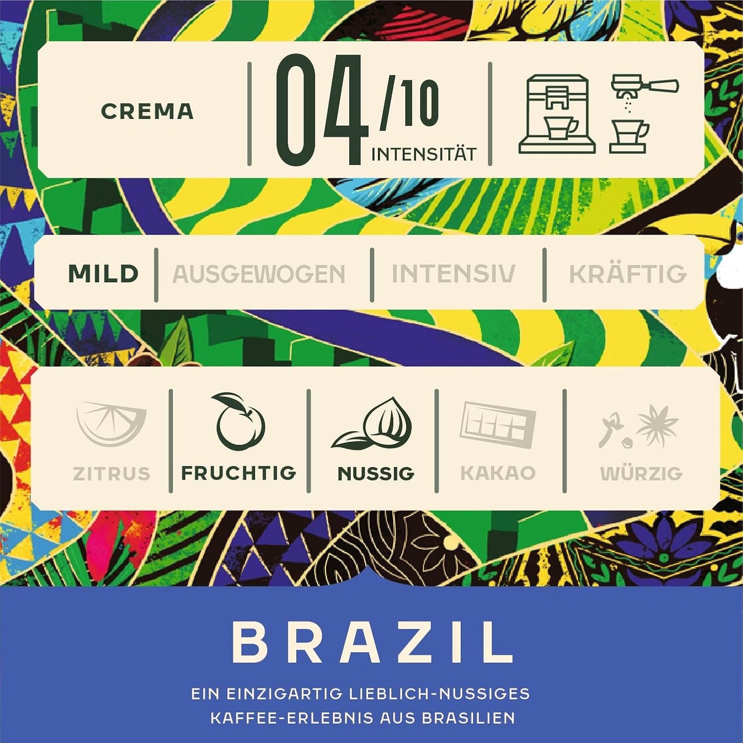 Jacobs Kaffeebohnen Origins Brazílie, mírný ořech Geschmack aus Brasilien, geröstet v Brémách, Intensität 4/10, Kaffee ganze Bohnen, 1 kg