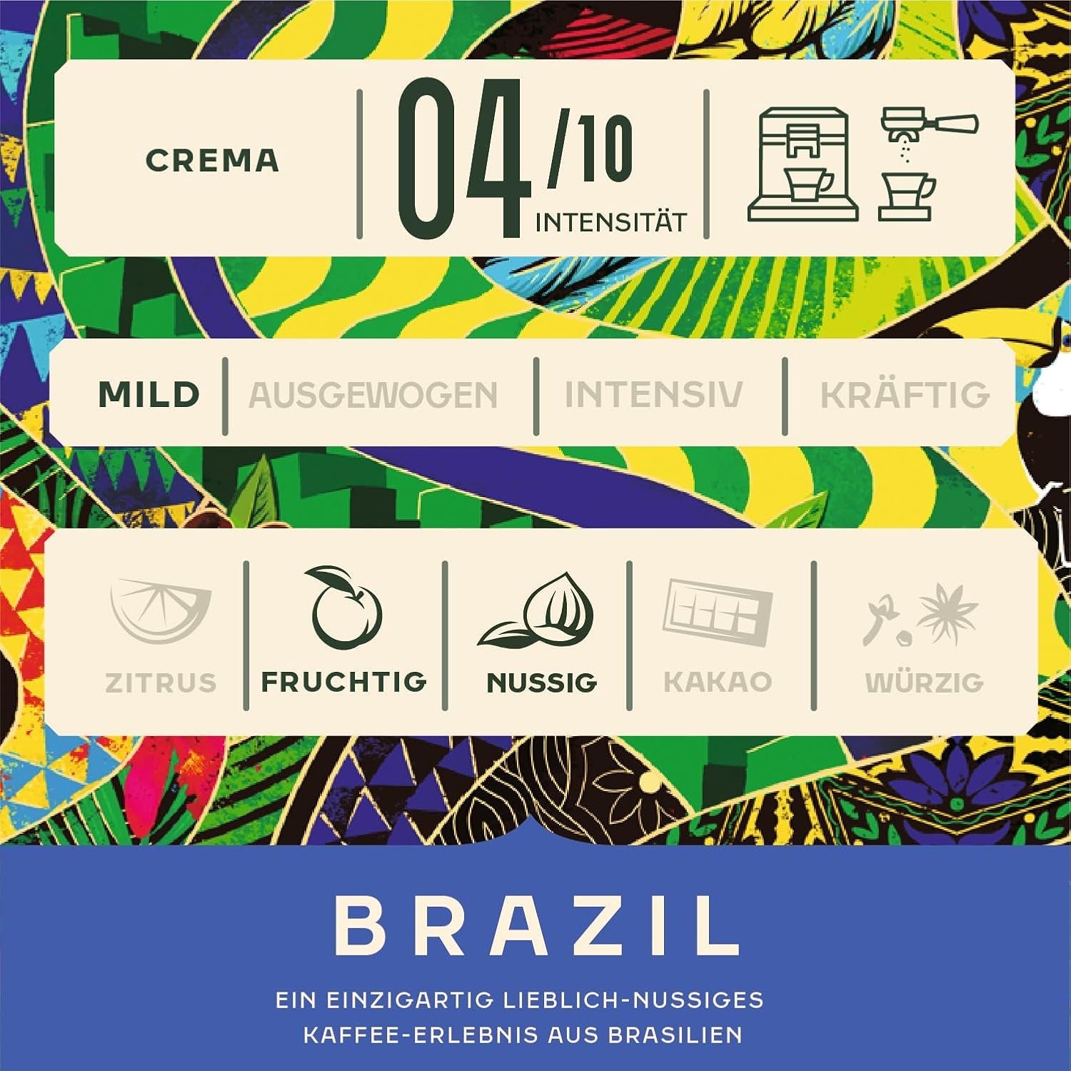 Jacobs Kaffeebohnen Origins Brazílie, mírný ořech Geschmack aus Brasilien, geröstet v Brémách, Intensität 4/10, Kaffee ganze Bohnen, 1 kg