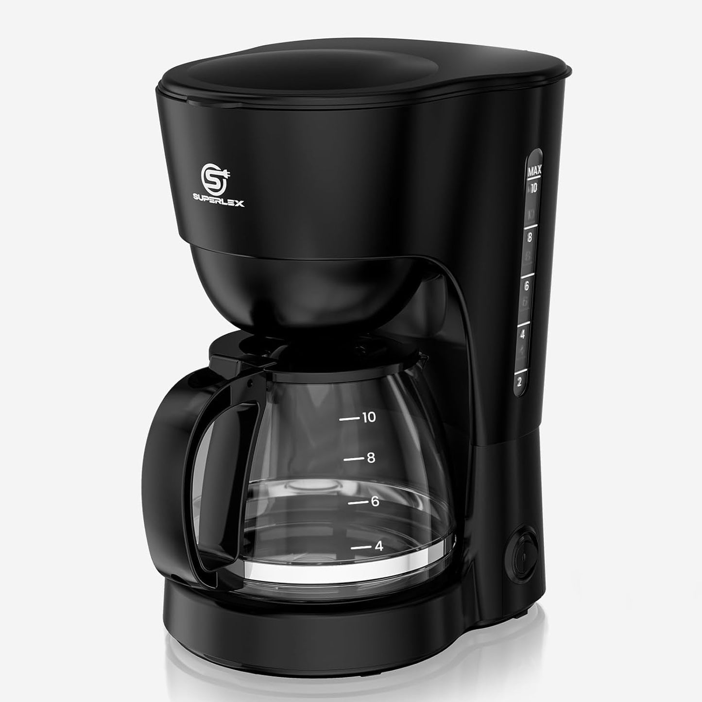 Filtrační kávovar 1,25 l na 10 šálků filtrované kávy, skleněná karafa vhodná do myčky, termoska, systém proti odkapávání, automatické vypínání, 600 W, ochrana proti varu bez vody pro domácnost a kancelář