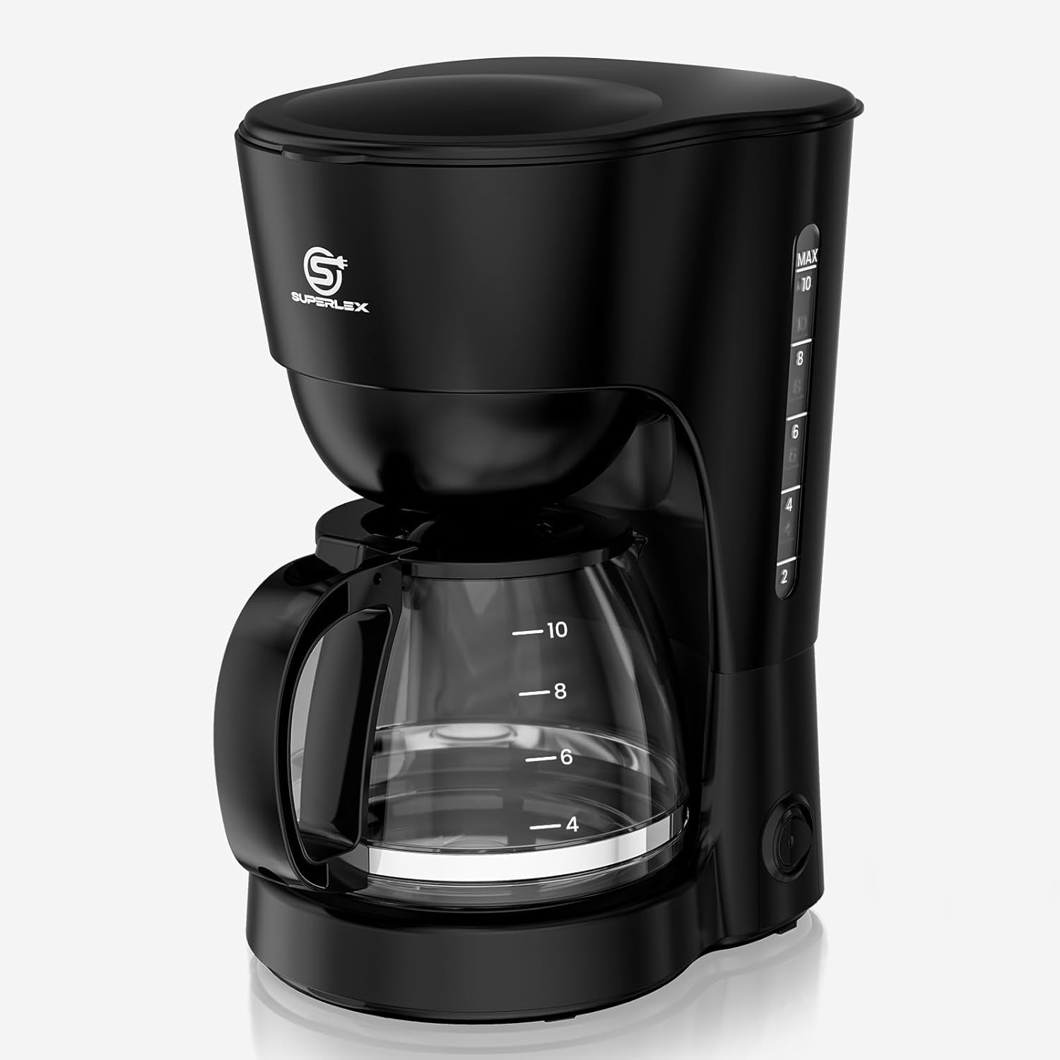 Filtrační kávovar 1,25 l na 10 šálků filtrované kávy, skleněná karafa vhodná do myčky, termoska, systém proti odkapávání, automatické vypínání, 600 W, ochrana proti varu bez vody pro domácnost a kancelář