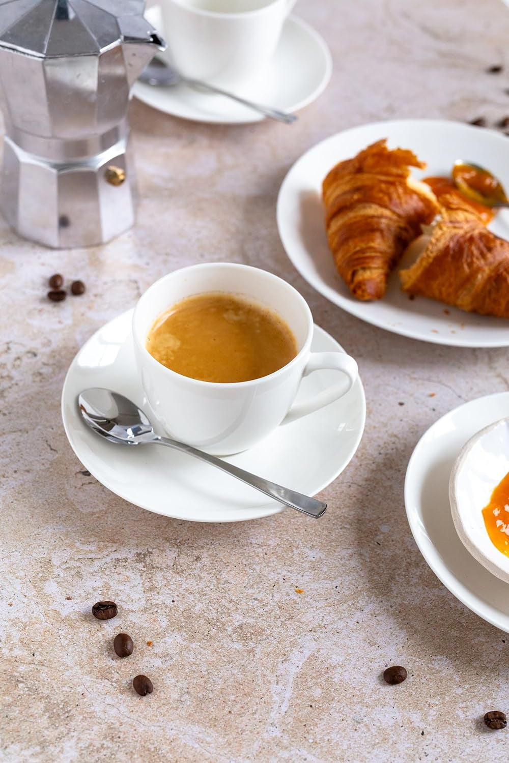 MÄSER 934105 Belmira Series, Klasická kávová sada pro 6, 18dílná kávová sada, Nadčasová, Elegantní, Jemná, Porcelánová, Bílá