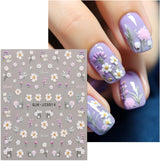 JMEOWIO 3D Nálepka na nehty Blumen Nálepka na nehty Selbstklebend Nagelaufkleber 5D Stereoskopické Letní Frühling Blumen Dekoration Nageldesign Zubehör 4 Blatt