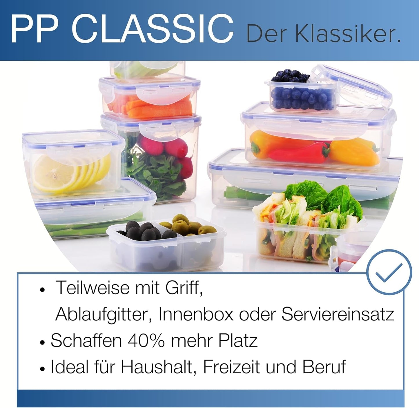 Sada dóz LocknLock PP Classic 5ks | 180ml, 350ml, 600ml, 870ml, 3,6L | 100% vzduchotěsné a vodotěsné | bez BPA | organizér do mrazničky a chladničky | vhodné do myčky a mikrovlnné trouby Naty Shop boxy na skladování potravin